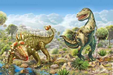Anklosaur and Tyrannosaur