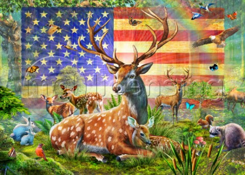 Patriotic deer variant 1