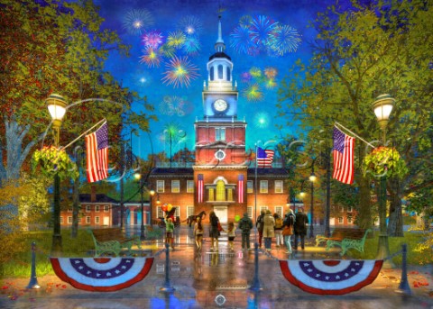 Independence Hall At Night 50x70 Variant 1