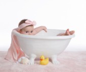 Toddler in white bath