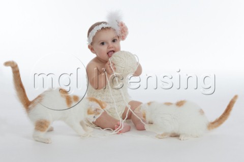 Baby with Cats