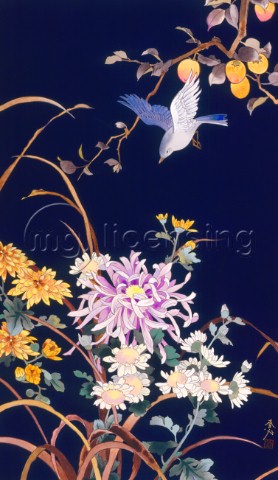 Oriental Flowers  Bird