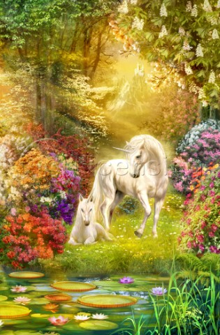 Enchanted garden unicorns Variant 1