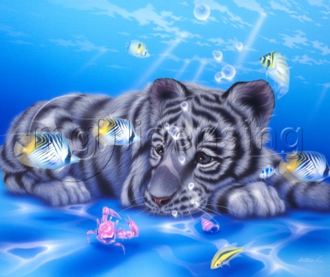 Mother Ocean  white tiger cub 