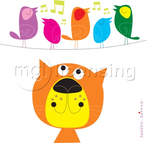 Singing birds and cat