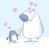 Penguin and polar bear