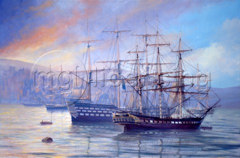 Frigate and 1st Rate c1815