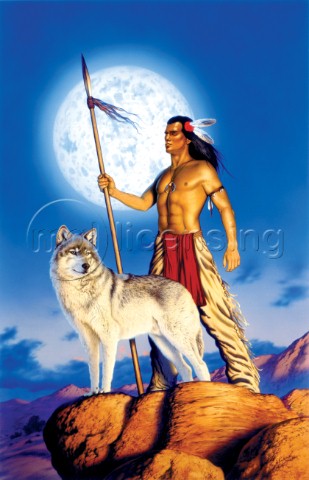 Indian and wolf