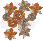 Grey and Orange Flowers (Variant 1)