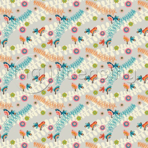 Birds and Leaves Pattern