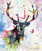Abstract Stag in multicolour. Oil on canvas