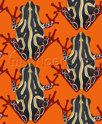 repeating pattern  congo tree frog damask on orange