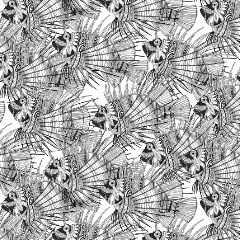 illustrated fish  also available as a repeating pattern