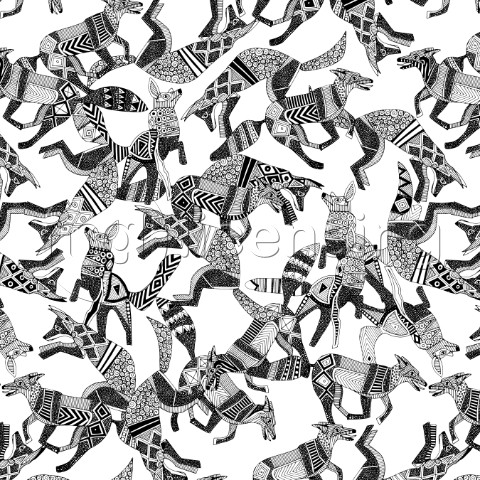 illustrated foxes  also available as a repeating pattern