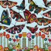 Summer Butterflies and Flowers stripe panel (variant 1)