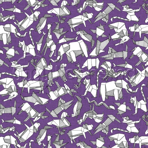 origami animal ditsy purple variant 2