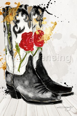 Rose Cowboy Boots variant 1