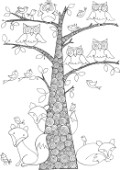 Neeti- Fox Owls Birds and Tree