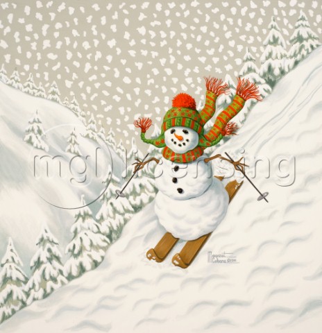 skiing snowman