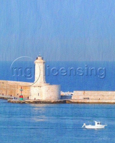 Mediterranean  Dam with lighthouse