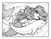 Dolphin Swim Coloring Page