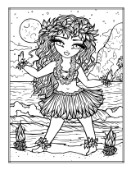 Moonlit Hula Coloring Page