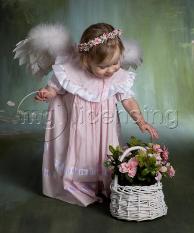 Pink angel and flowers
