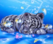 Mother Ocean - white tiger cub