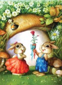 Rabbits and carrot rose