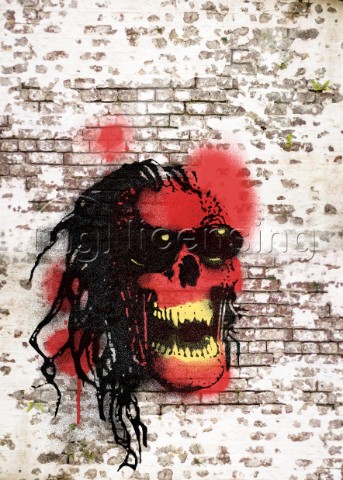 Zach spraypaint zombie head