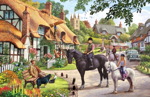 Horse Riders in Village