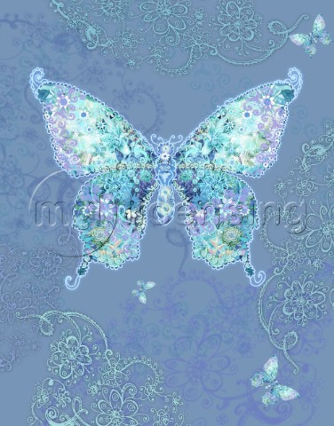 Blue Butterfly Floral