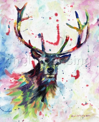 Abstract Stag in multicolour Oil on canvas