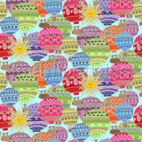 repeating pattern  happy hot air balloons and sun