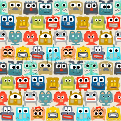 repeating pattern  cute little robots