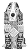 illustrated Basset Hound | black and white outline