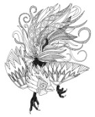 Rooster Black and White Outline
