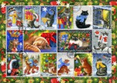 Christmas Cat Stamp Collection 4