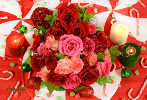 Christmas Roses Candles Candyjpg