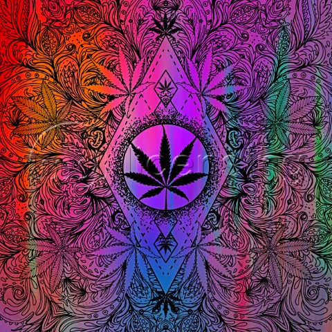 Cannabis Lin Art Pattern variant 1